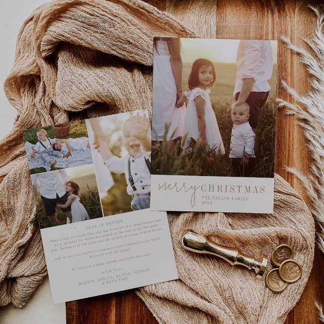 Tarjeta Festiva Moda moderna | Navidades de oro fotoaño en revisió (Subido por el creador)