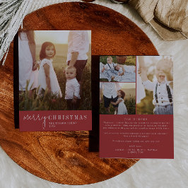 Tarjeta Festiva Moda moderna | Navidades rojos fotoaño en revisión