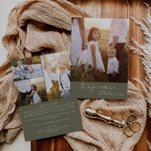 Tarjeta Festiva Moda moderna Reseña de Año Fotográfico Verde Fam