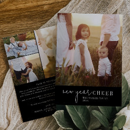 Tarjeta Festiva Moda moderna | Revisión de Año Nuevo Negro