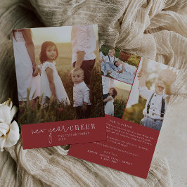 Tarjeta Festiva Moda moderna | Revisión de Año Nuevo Rojo