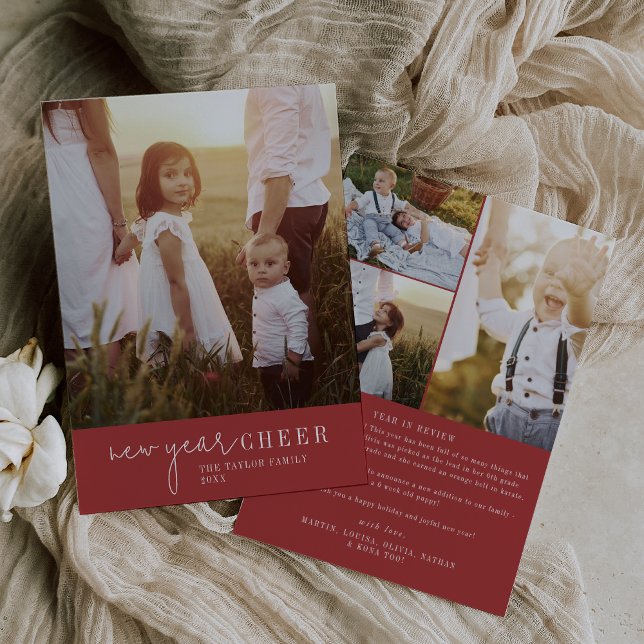 Tarjeta Festiva Moda moderna | Revisión de Año Nuevo Rojo (Subido por el creador)