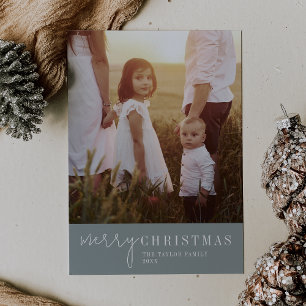 Tarjeta Festiva Moda moderna   Seafoam Merry Christmas Photo