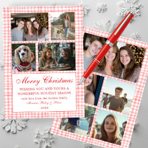 Tarjeta Festiva Moda Navidades de Gingham Personalizado 9 Collage 