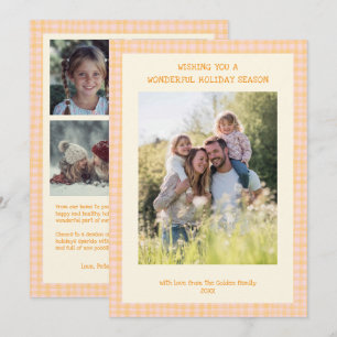 Tarjeta Festiva Moda Navidades de Gingham Personalizado Rosa Amari