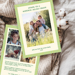 Tarjeta Festiva Moda Navidades de Gingham Personalizado Verde Amar