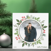 Moda Navidades de Green Holly Wreath 2 lados de la