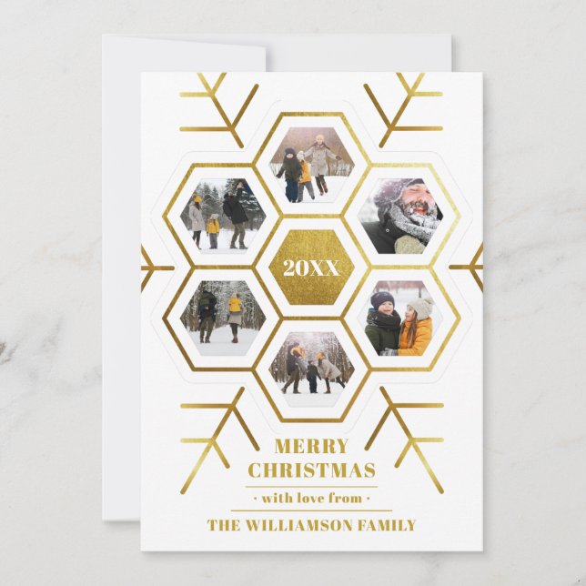 Tarjeta Festiva Moda Navidades de marco de imagen con copo de niev (Anverso)