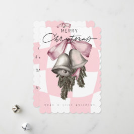 Tarjeta Festiva Moda Navidades Retro Vintage Pink Plaid