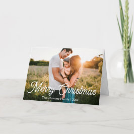 Tarjeta Festiva moda navideña guión familia foto elegante