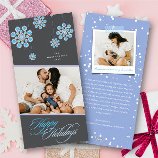 Tarjeta Festiva Moda Ornamental Azul Flores Felices Fiestas
