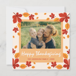 Tarjeta Festiva Moda otoño deja foto de marco de acción de gracias