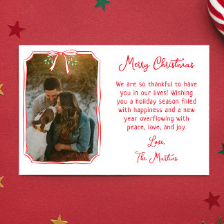 Tarjeta Festiva Moda Personalizado Mistletoe y Bow Navidades de f