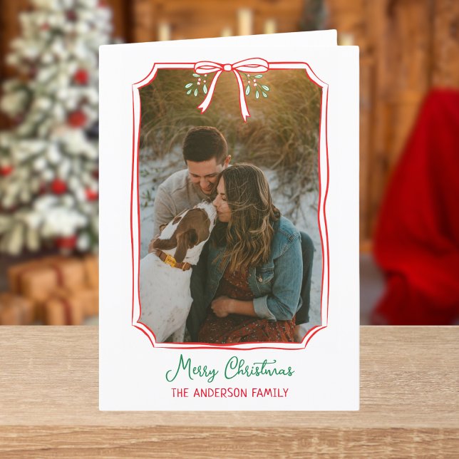Tarjeta Festiva Moda Personalizado Mistletoe y Bow  Navidades de f (Subido por el creador)