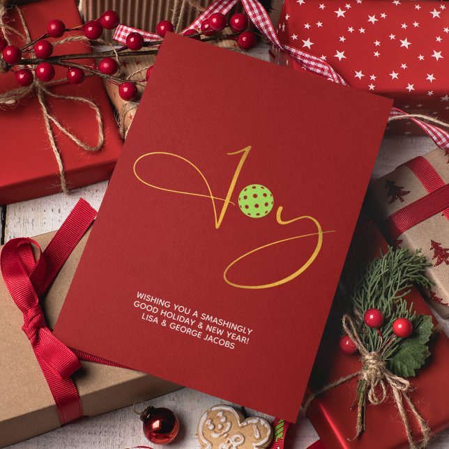 Tarjeta Festiva Moda Pickleball "Joy" Navidades rojos (Subido por el creador)