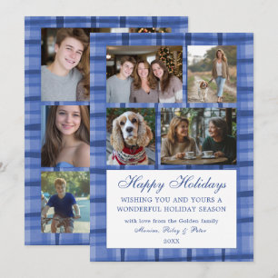Tarjeta Festiva Moda Plaid HANUKKAH Personalizado 9 Collage de fot