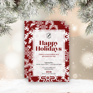 Tarjeta Festiva Moda Red Snowflake Felices Fiestas Notarias Negoci