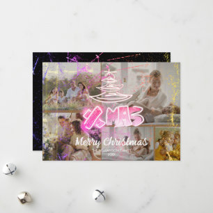 Tarjeta Festiva Moda rosa holográfica Xmas Brillo 5 Fotos