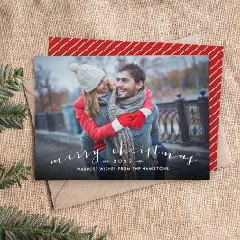 Tarjeta Festiva Moda Script Overlay Christmas Photo Card