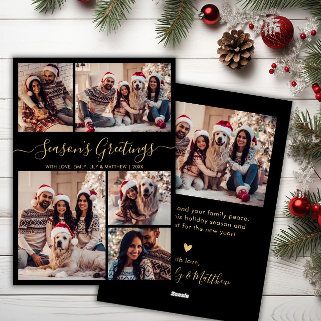 Tarjeta Festiva Moda Temporada de Oro Negro Guión de saludos 5 Fot (Subido por el creador)