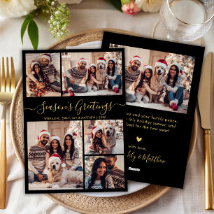 Tarjeta Festiva Moda Temporada de Oro Negro Guión de saludos 5 Fot