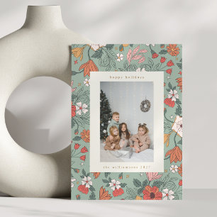 Tarjeta Festiva Moda verde sabio Personalizado botánico foto verti