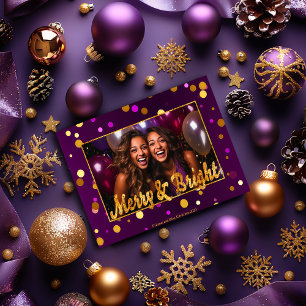 Tarjeta Festiva Moda y festividad foto de Confetti morado y oro