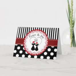 Tarjeta Festiva Modelo caprichoso divertido de los pares del gato