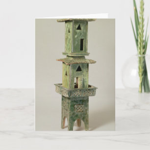 Tarjeta Festiva Modelo esmaltado verde de una torre