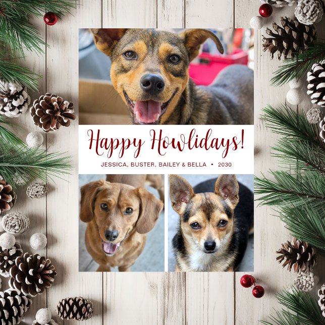 Tarjeta Festiva Modern 3 Photo Happy Howlidays (Subido por el creador)
