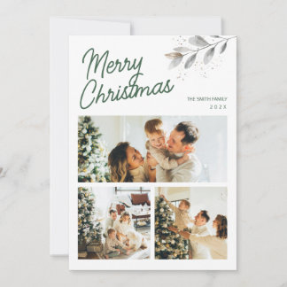 Tarjeta Festiva Modern 3 Photos Simple Christmas Greeting Holiday