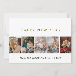 Tarjeta Festiva Modern 5 Photo Collage New Year Cheer