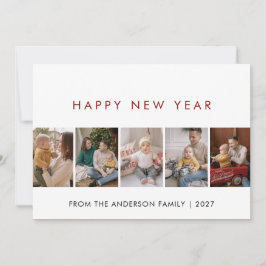 Tarjeta Festiva Modern 5 Photo Collage New Year Cheer