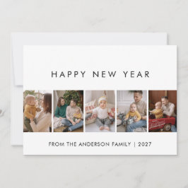 Tarjeta Festiva Modern 5 Photo Collage New Year Cheer