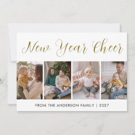 Tarjeta Festiva Modern 5 Photo Collage New Year Cheer