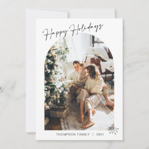 Tarjeta Festiva Modern 5 Photo Heart Happy Holidays Arch