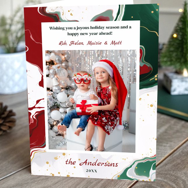 Tarjeta Festiva Modern Abstract Green/Red Christmas Photo (Subido por el creador)