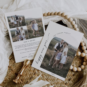 Tarjeta Festiva Modern Arch Happy New Year Photo Year en una reseñ