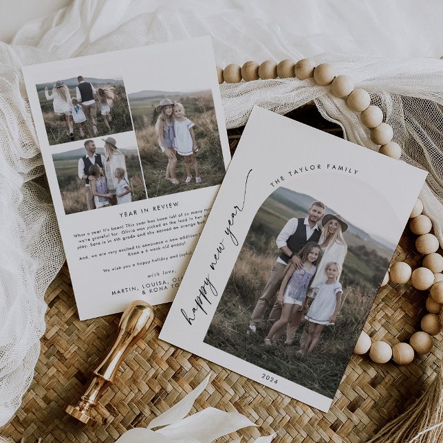 Tarjeta Festiva Modern Arch Happy New Year Photo Year en una reseñ (Subido por el creador)