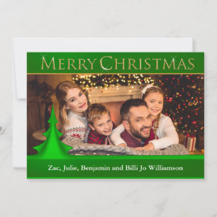 Tarjeta Festiva Modern Art Christmas Tree Golden Merry Christmas