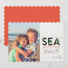 Tarjeta Festiva Modern Beach Sea Greetings Coral Navidades Foto
