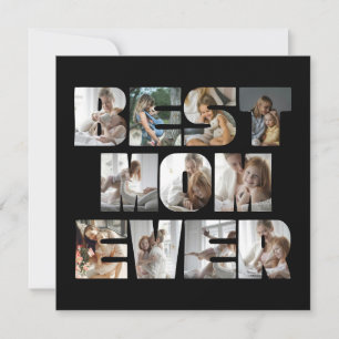 Tarjeta Festiva Modern Best Mom Ever 11 Fotos Collage Negro