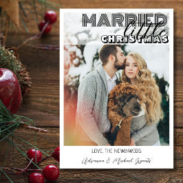 Tarjeta Festiva Modern Black Calligraphy Married Little Christmas