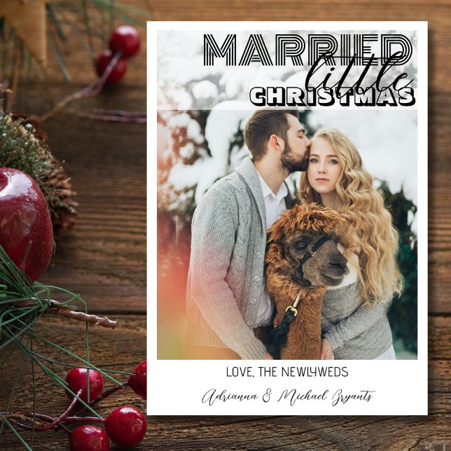 Tarjeta Festiva Modern Black Calligraphy Married Little Christmas (Subido por el creador)