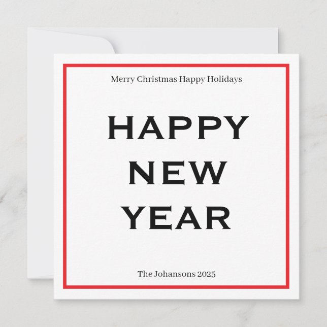 Tarjeta Festiva Modern Bold Holiday Card | Custom Text Minimalist  (Anverso)