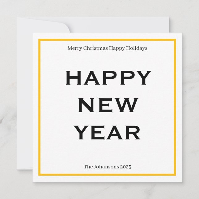 Tarjeta Festiva Modern Bold Holiday Card | Custom Text Minimalist  (Anverso)