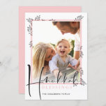 Tarjeta Festiva MODERN BOTANICAL blessings frame black pink<br><div class="desc">by kat massard >>> www.simplysweetPAPERIE.com <<< An elegant, simple botanical photo design. Maximum area to display your beautiful family too! TIPS 1. To resize / reposition the photo hit the "customise it" button. 2. You can also change the fonts, move and add more text! NEED HELP GETTING YOUR PHOTO TO...</div>