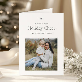 Tarjeta Festiva Modern Bow | Navidades simples de fotografías míni
