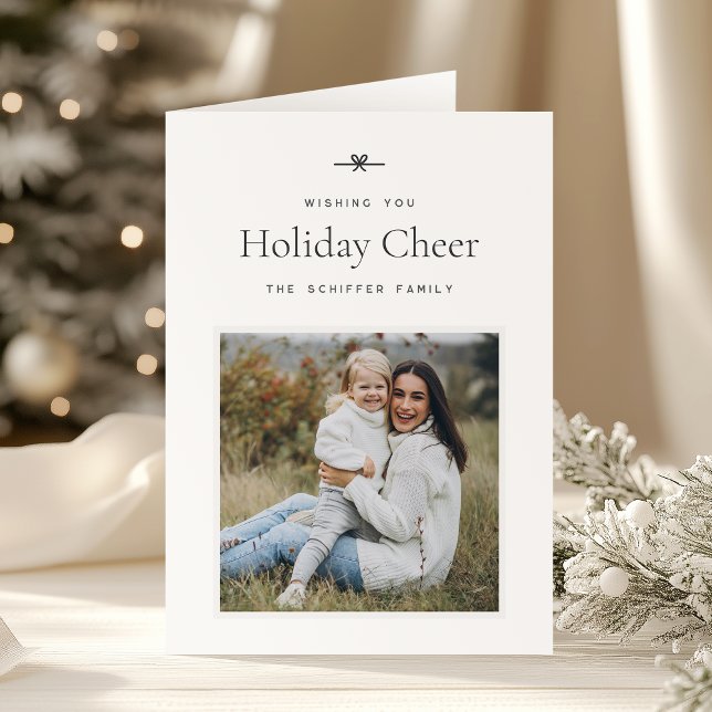 Tarjeta Festiva Modern Bow | Navidades simples de fotografías míni (Subido por el creador)
