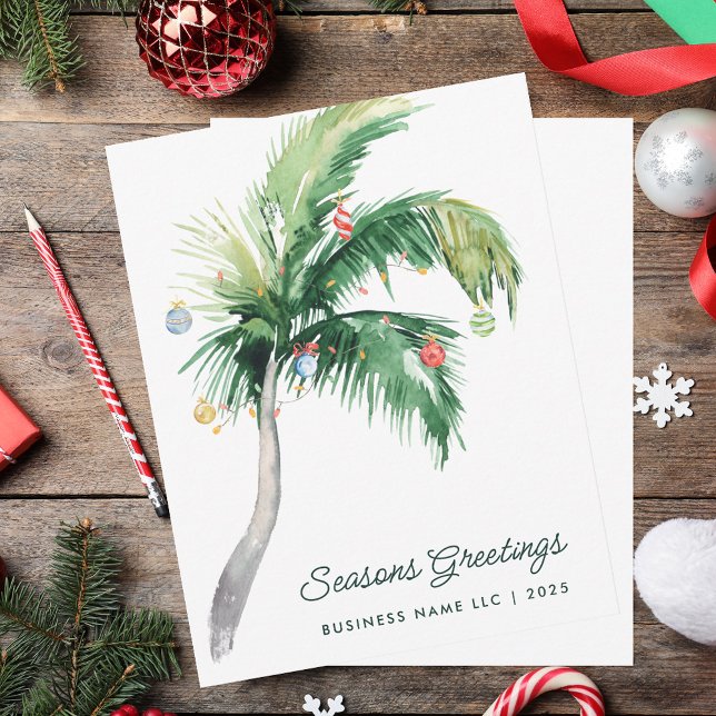 Tarjeta Festiva Modern Business Logo Tropical Palm Tree Christmas (Modern Business Logo Tropical Palm Tree Christmas Holiday Card)